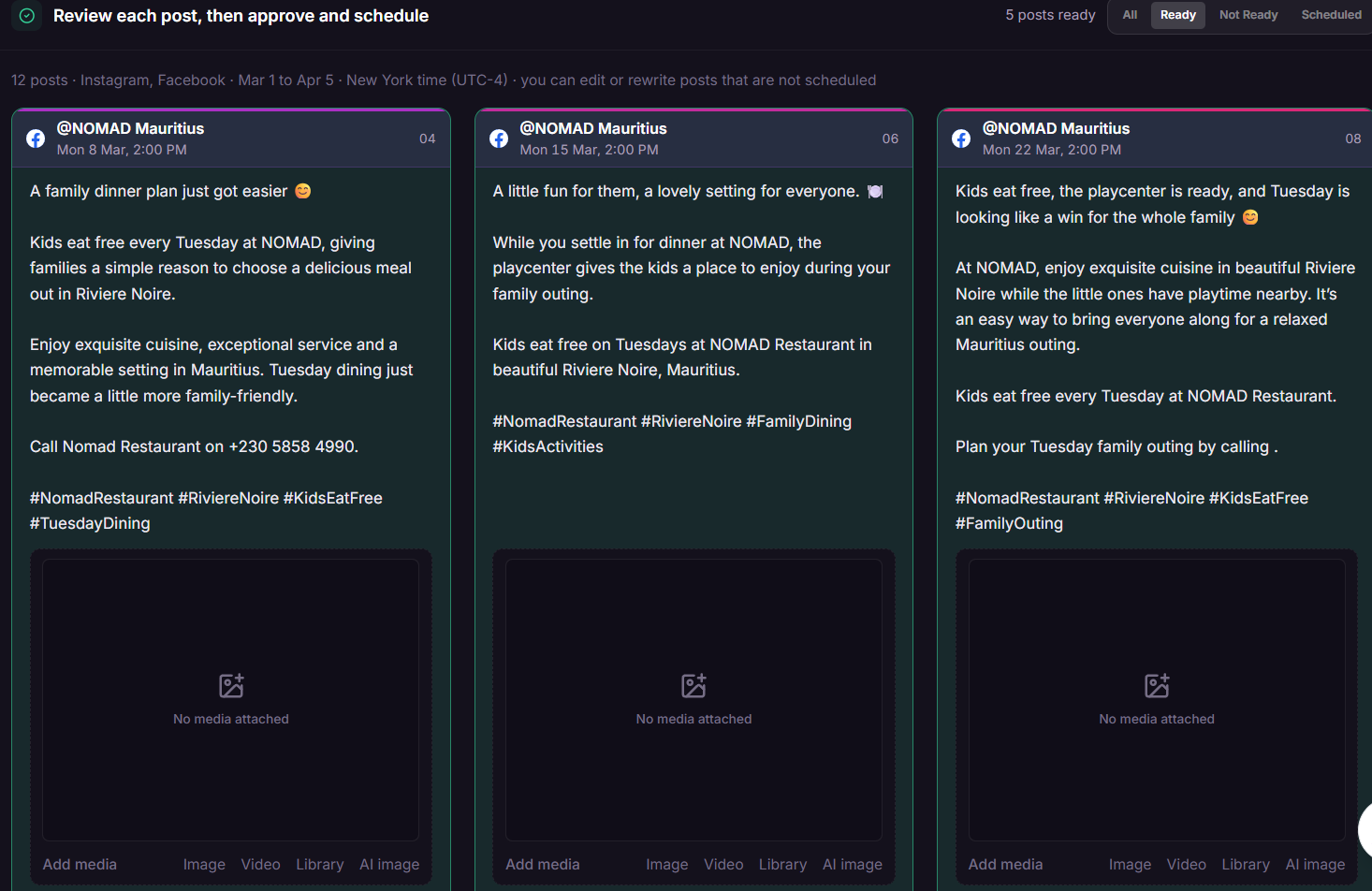 Campaign detail and post review view